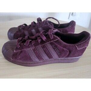 Adidas Women's Superstar Shoes Burgundy Maroon Suede Size 4.5
